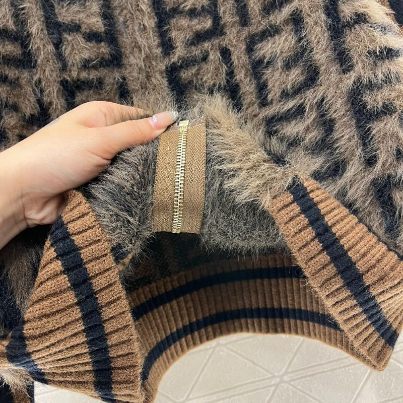Fendi Jacquard Splicing Knitted Cardigan