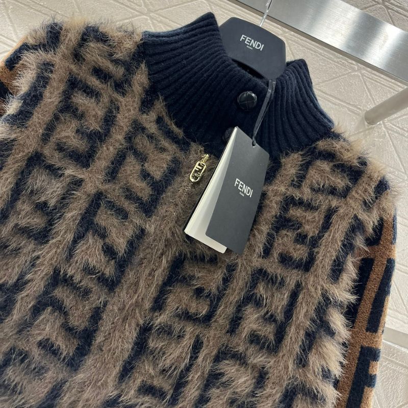Fendi Jacquard Splicing Knitted Cardigan