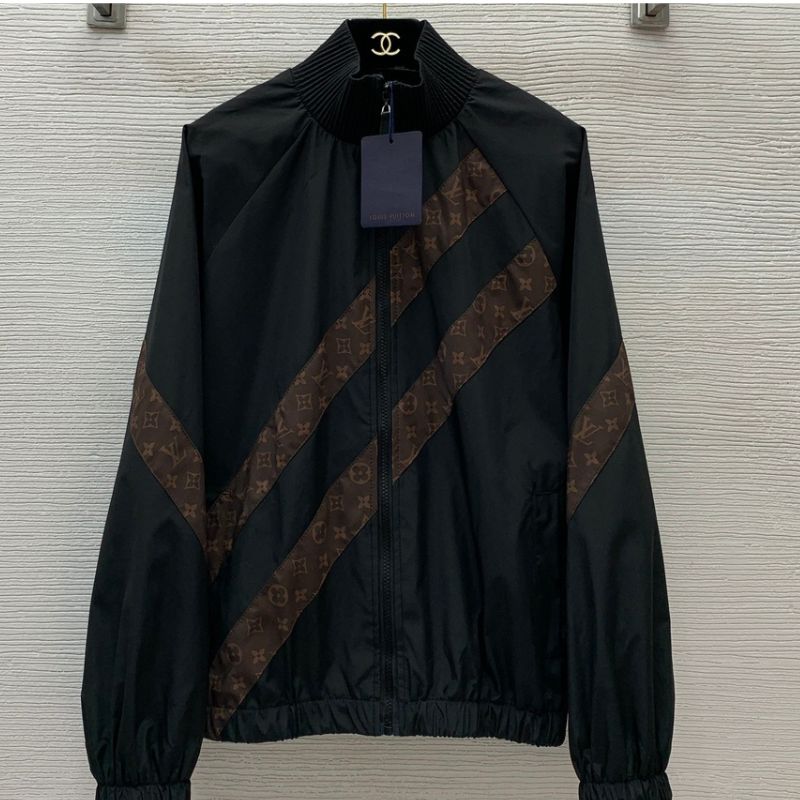 LV Monogram Stripe Stand Collar Windbreaker Jacket