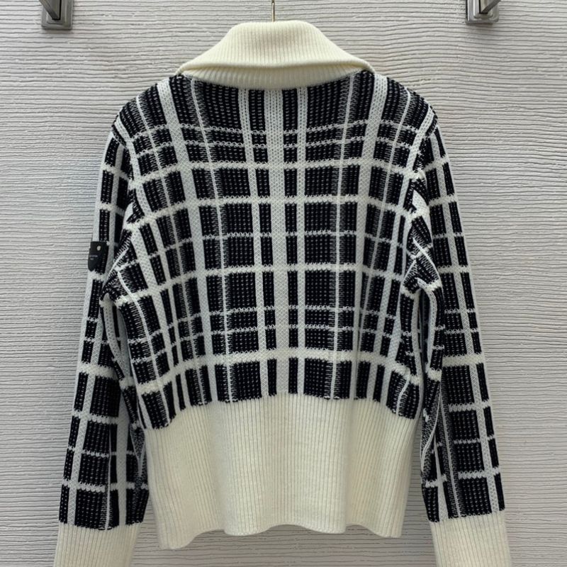 Louis Vuitton High-End Wool Blend Plaid Knitted Cardigan
