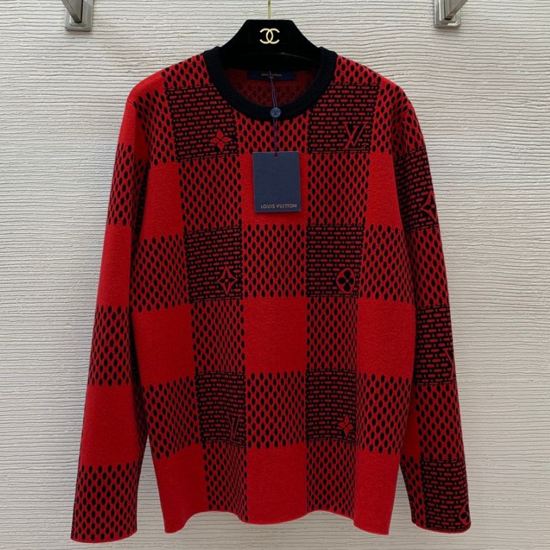 LV Checkerboard Logo Knit Sweater