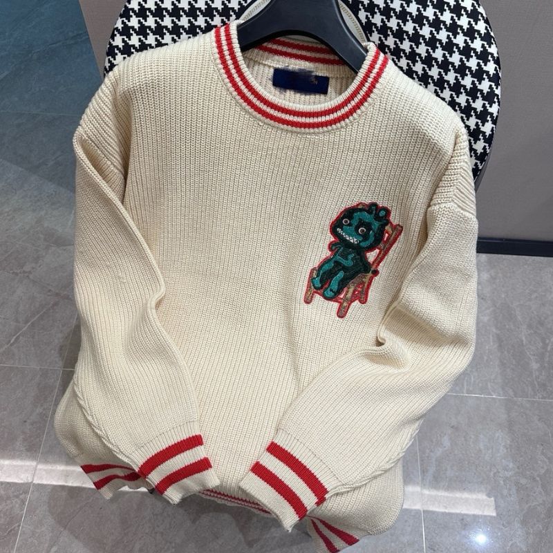 Dior Dinosaur Pattern Knitted Crew Neck Sweater