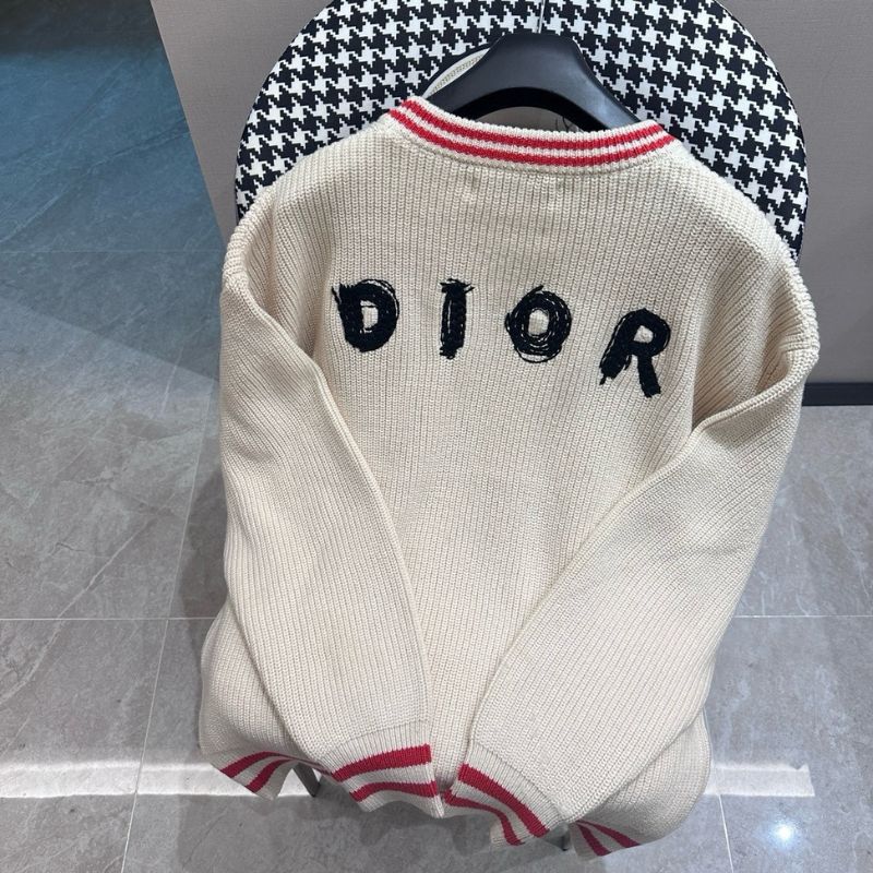 Dior Dinosaur Pattern Knitted Crew Neck Sweater