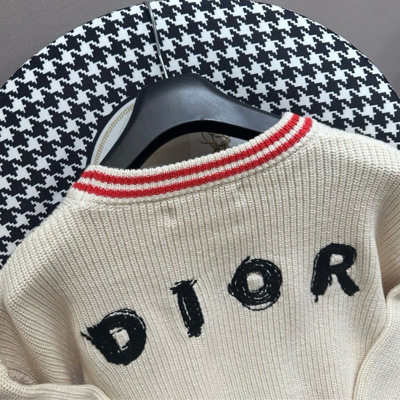 Dior Dinosaur Pattern Knitted Crew Neck Sweater