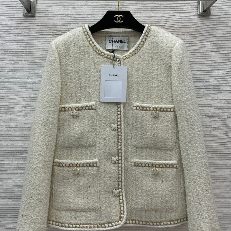 Chanel Gold Thread Braided Hem Tweed Jacket