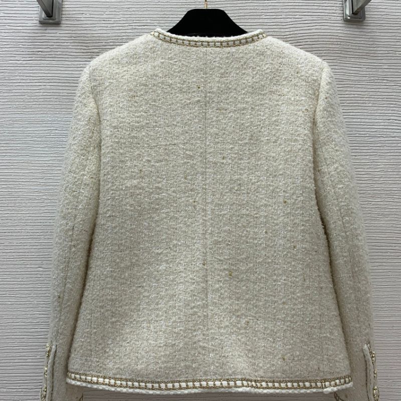 Chanel Gold Thread Braided Hem Tweed Jacket