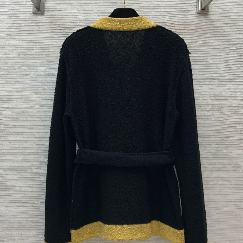 Chanel Textured Contrast Trim Knit Cardigan