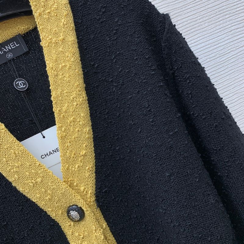 Chanel Textured Contrast Trim Knit Cardigan