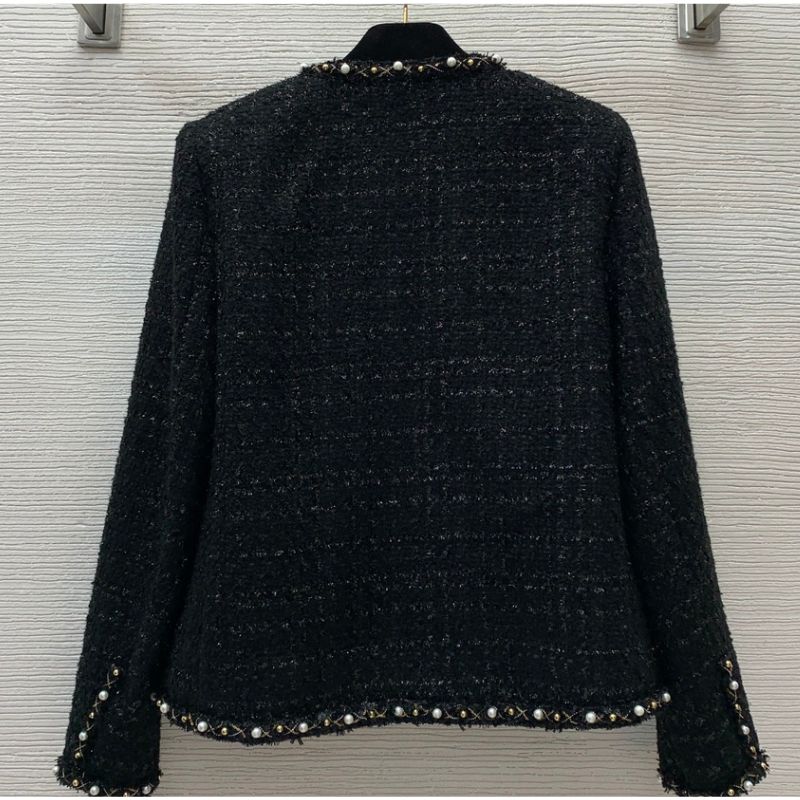 Chanel Camellia Lining Pearl-Edged Tweed Jacket