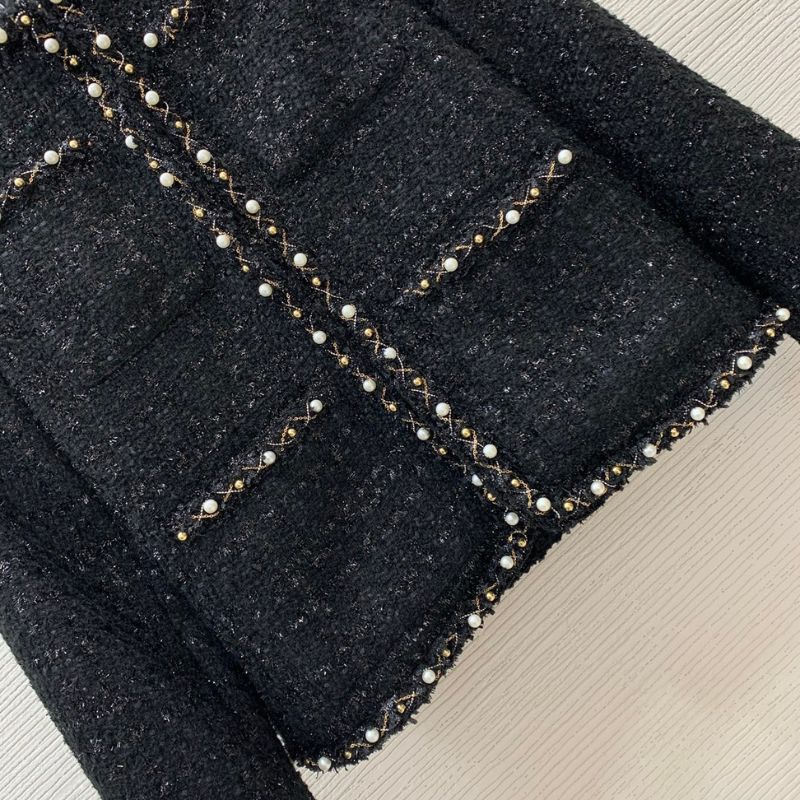 Chanel Camellia Lining Pearl-Edged Tweed Jacket