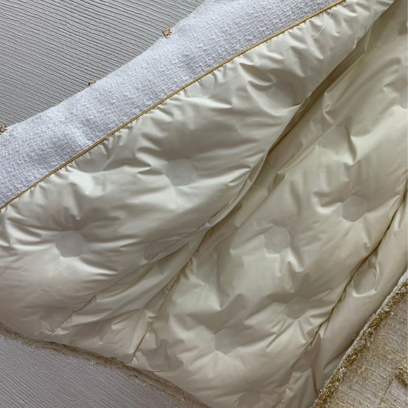 Chanel Gold Silk Woven Tweed Down Jacket