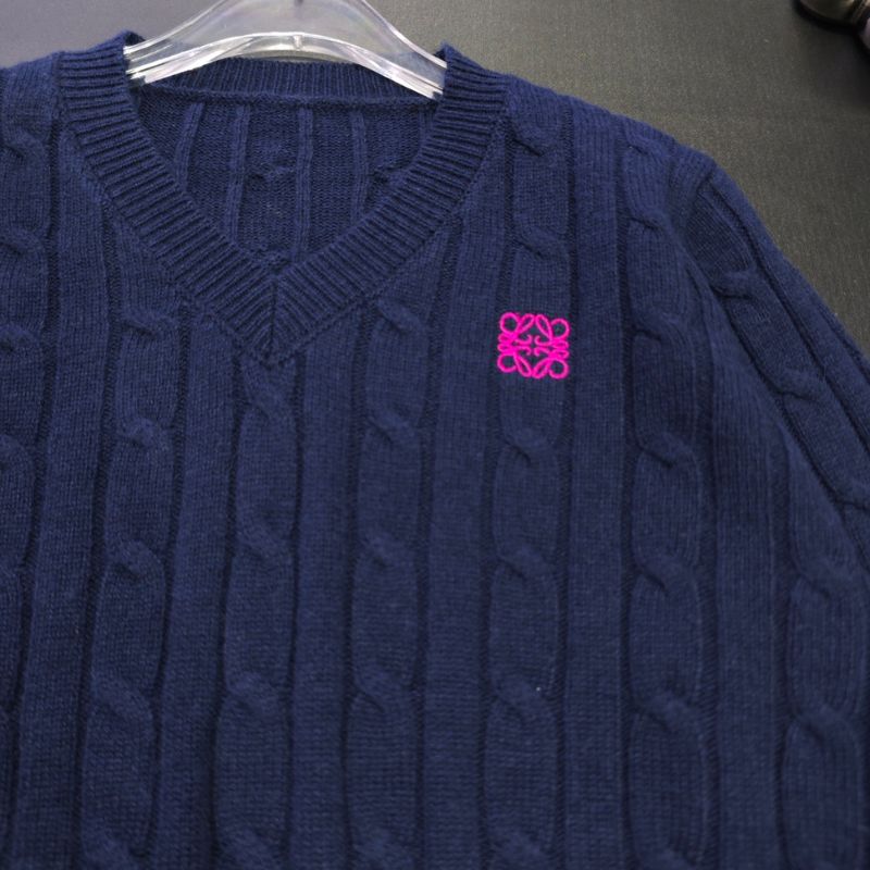 Loewe Braided V-Neck Wool Sweater