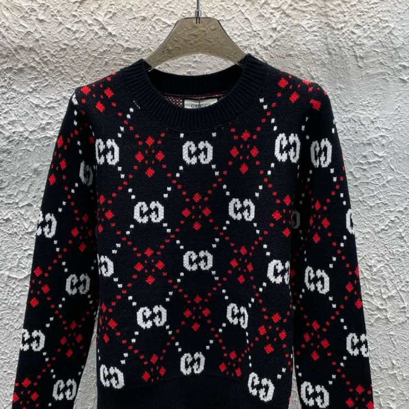 Gucci Early Spring Jacquard Full Letter Pullover Sweater