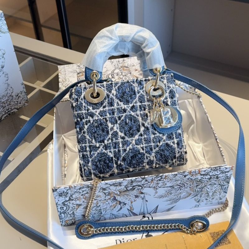 Dior Tweed Denim Lady Dior Bag