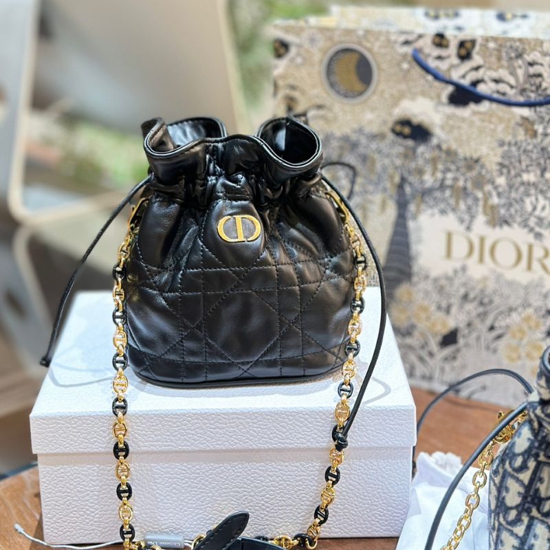 Dior Sheepskin Monogram Bucket Bag