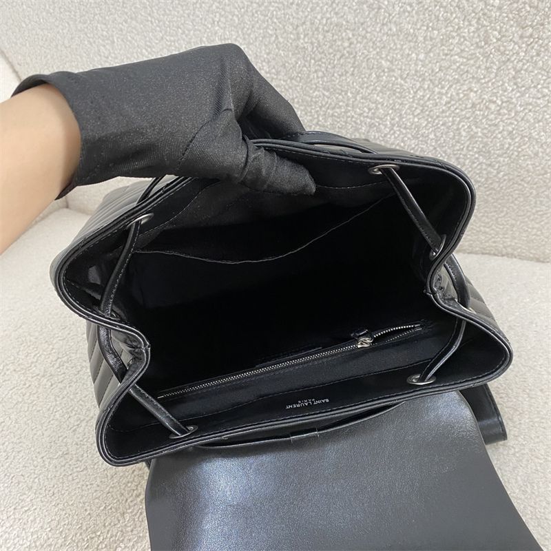 YSL Black Leather Loulou Large Backpack