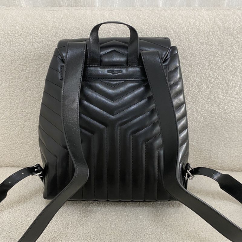 YSL Black Leather Loulou Large Backpack