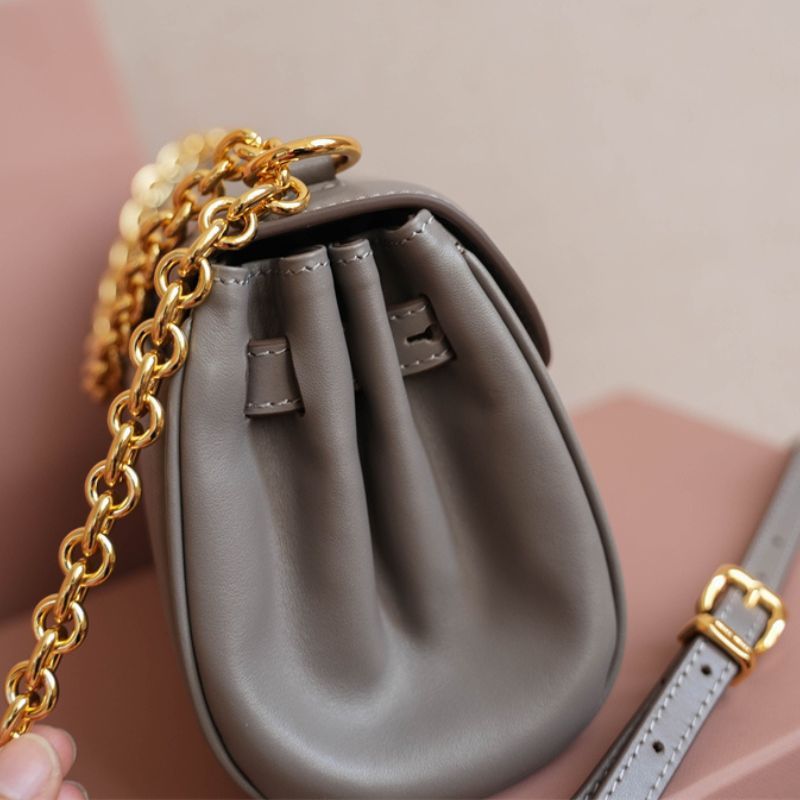Miu Miu Clay Grey Leather Shoulder Bag