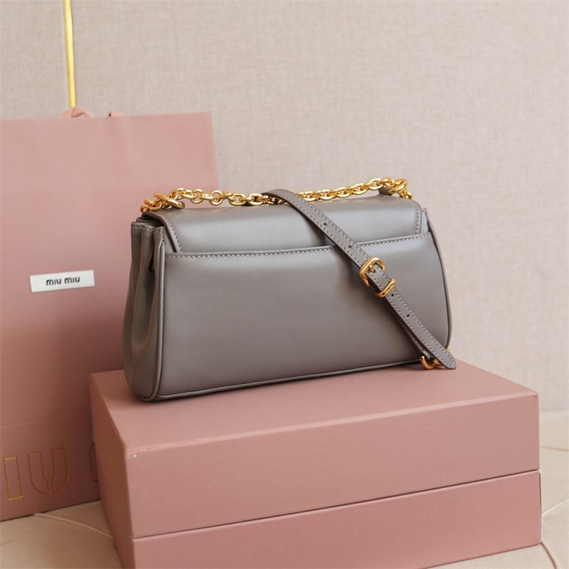 Miu Miu Clay Grey Leather Shoulder Bag