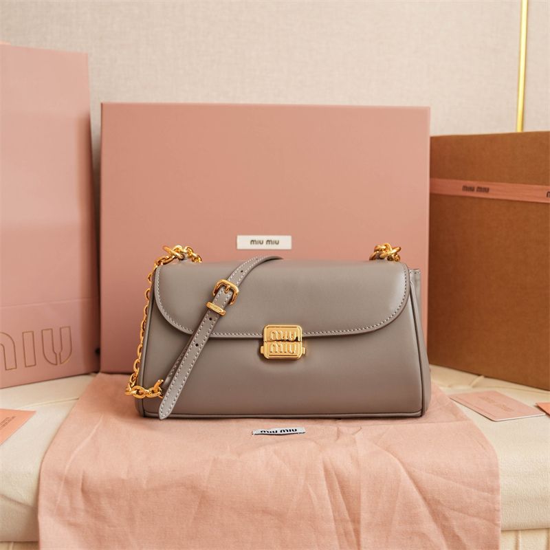 Miu Miu Clay Grey Leather Shoulder Bag