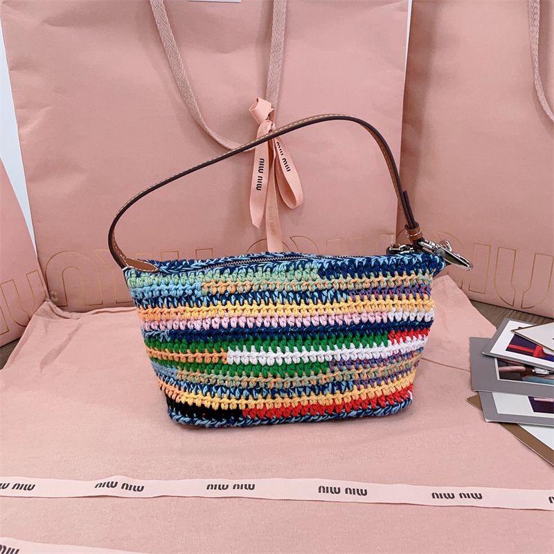 Miu Miu Colour Block Crochet Shoulder Bag