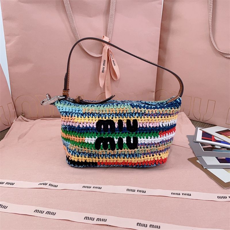 Miu Miu Colour Block Crochet Shoulder Bag
