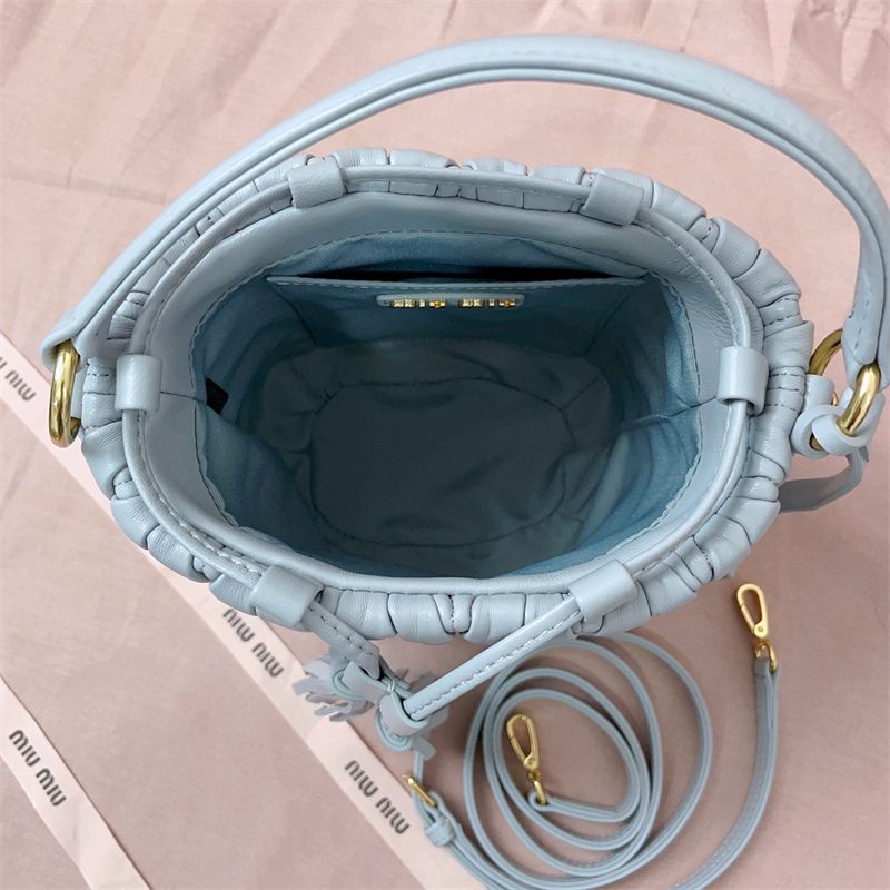 Miu Miu Cornflower Matelasse Nappa Leather Bucket Bag