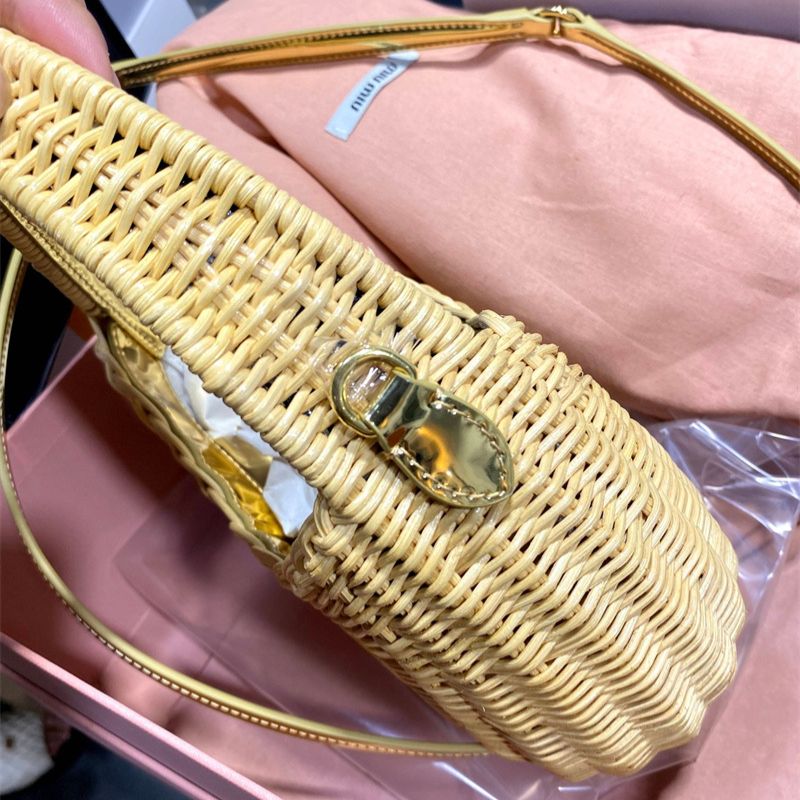 Miu Miu Wander Wicker Hobo Bag