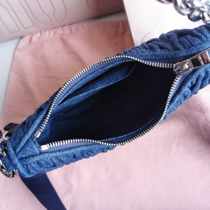 Miu Miu Denim Materasse Chain Shoulder Bag