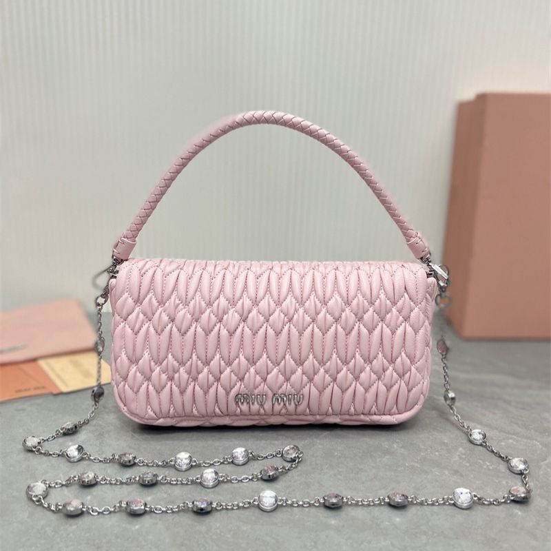 Miu Miu Crystal Embellished Leather Crossbody Bag