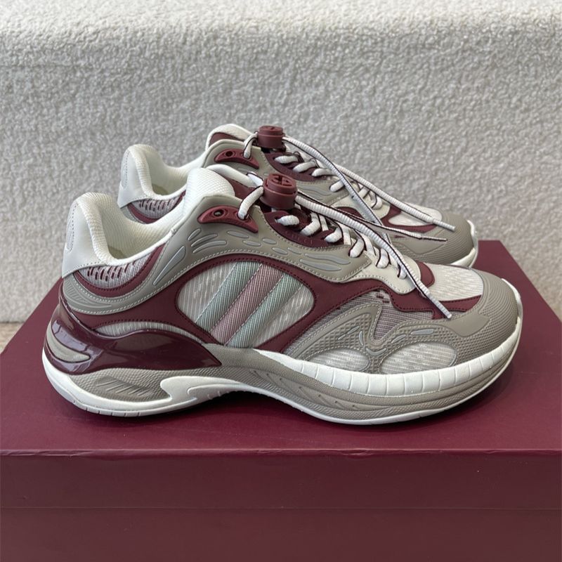 Gucci For Women Burgundy Leather Sneakers