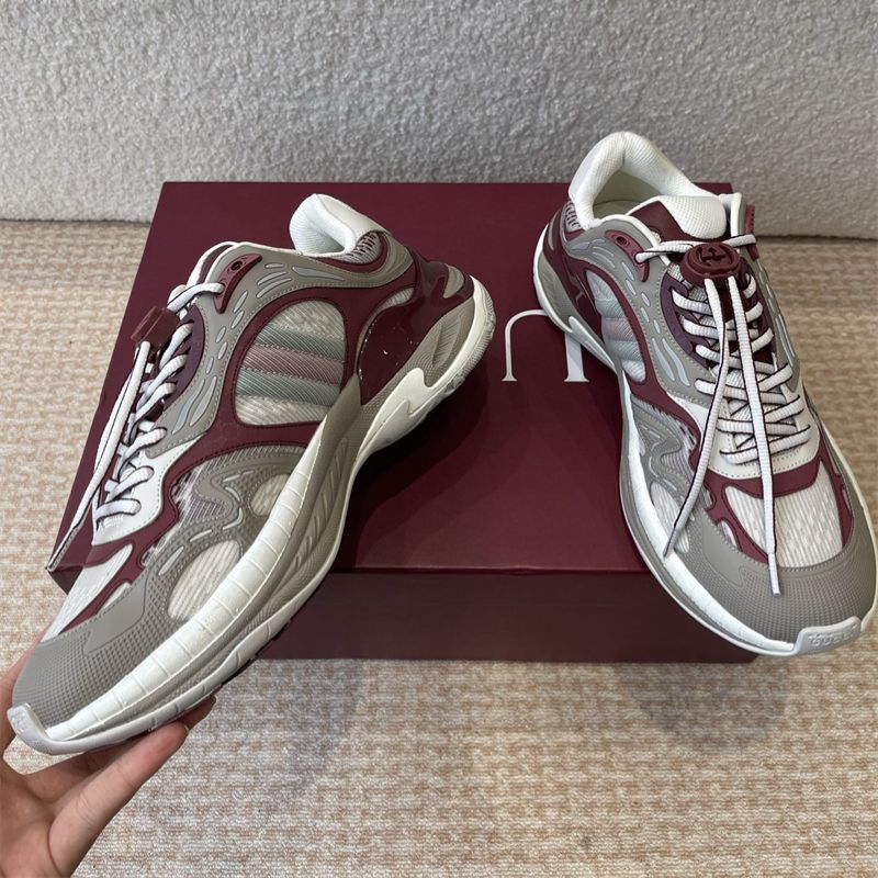 Gucci For Women Burgundy Leather Sneakers