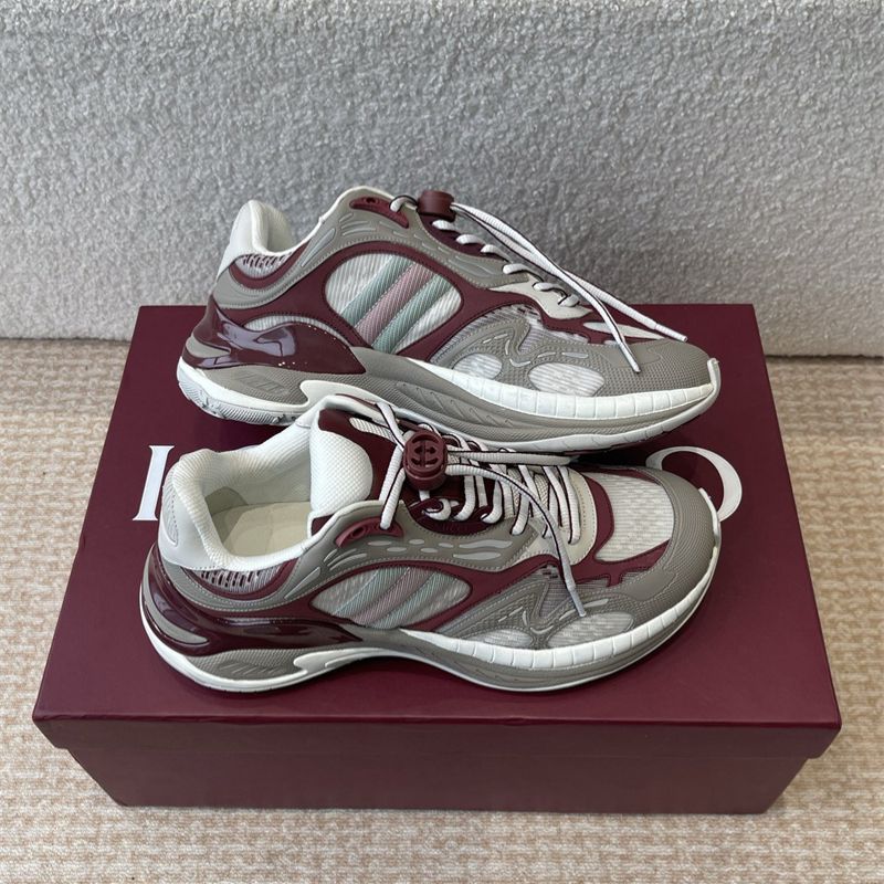 Gucci For Women Burgundy Leather Sneakers