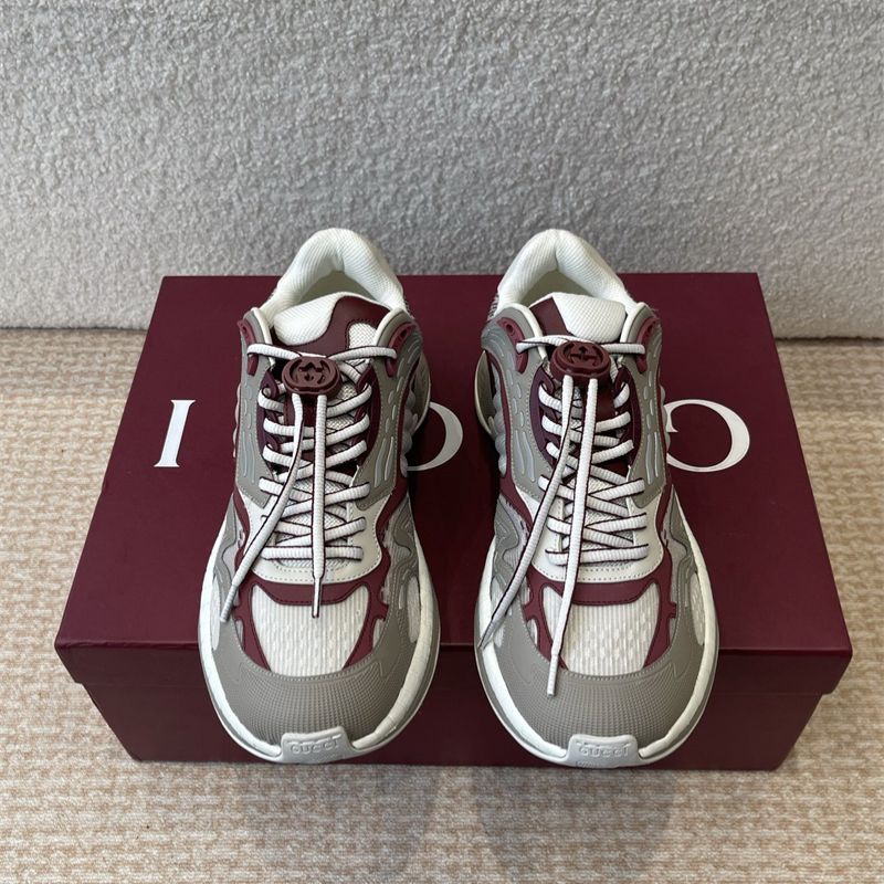 Gucci For Women Burgundy Leather Sneakers