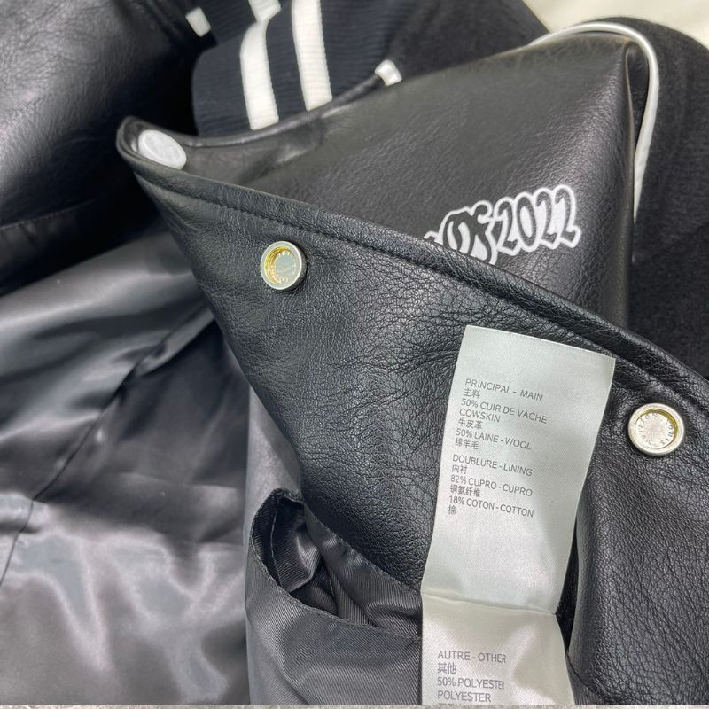 Men’s LV Black Leather Varsity Jacket