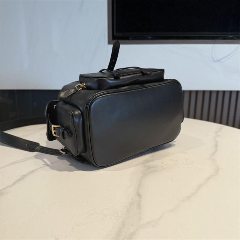 Black Leather Backpack Miu Miu