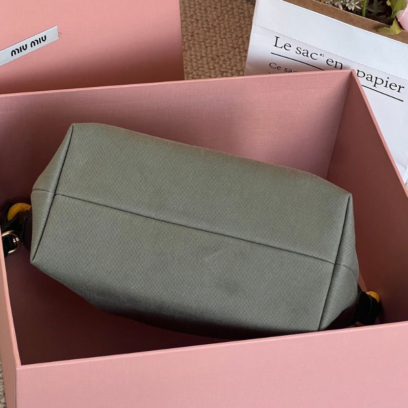 Miu Miu Gabardine Tote Grey Bag
