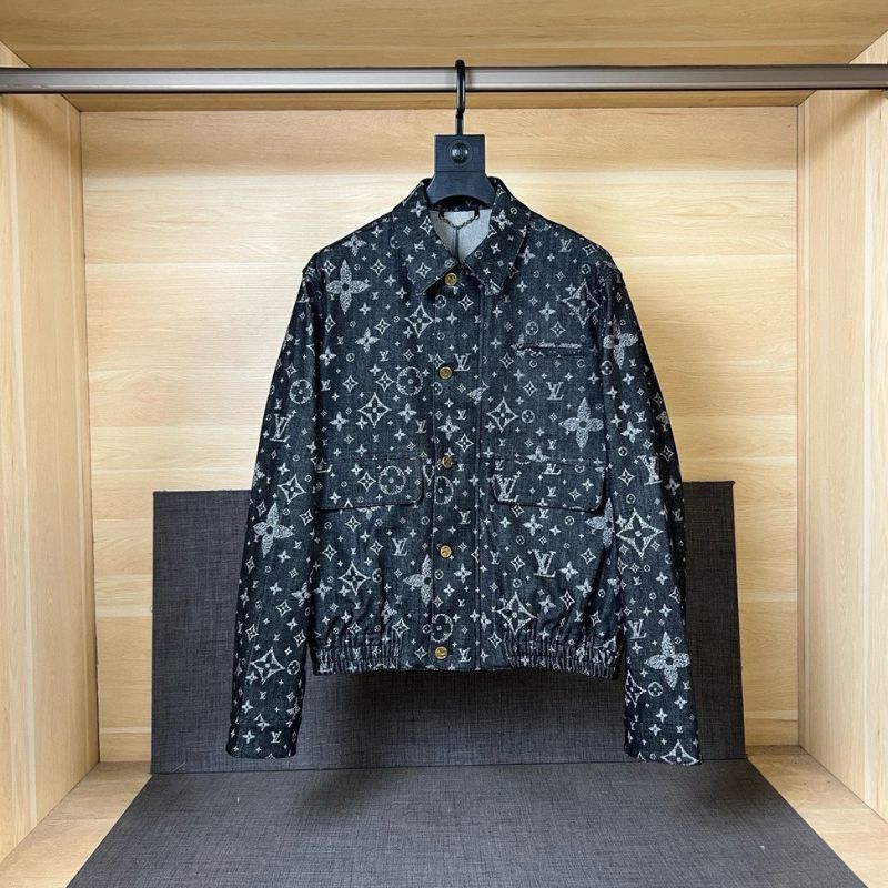 LV Monogram Crack Print Denim Jacket