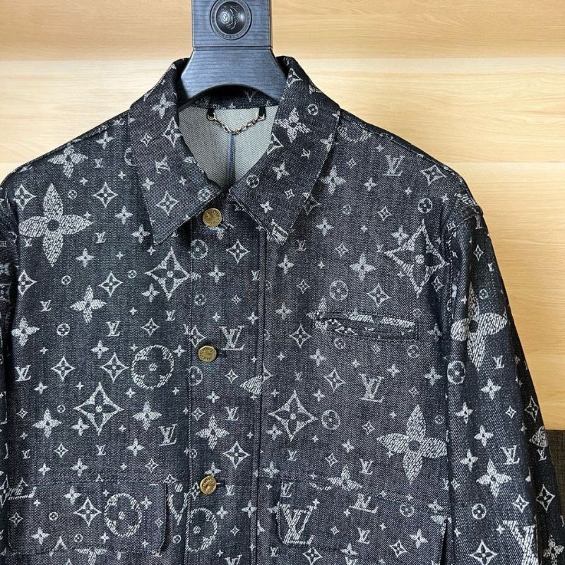 LV Monogram Crack Print Denim Jacket