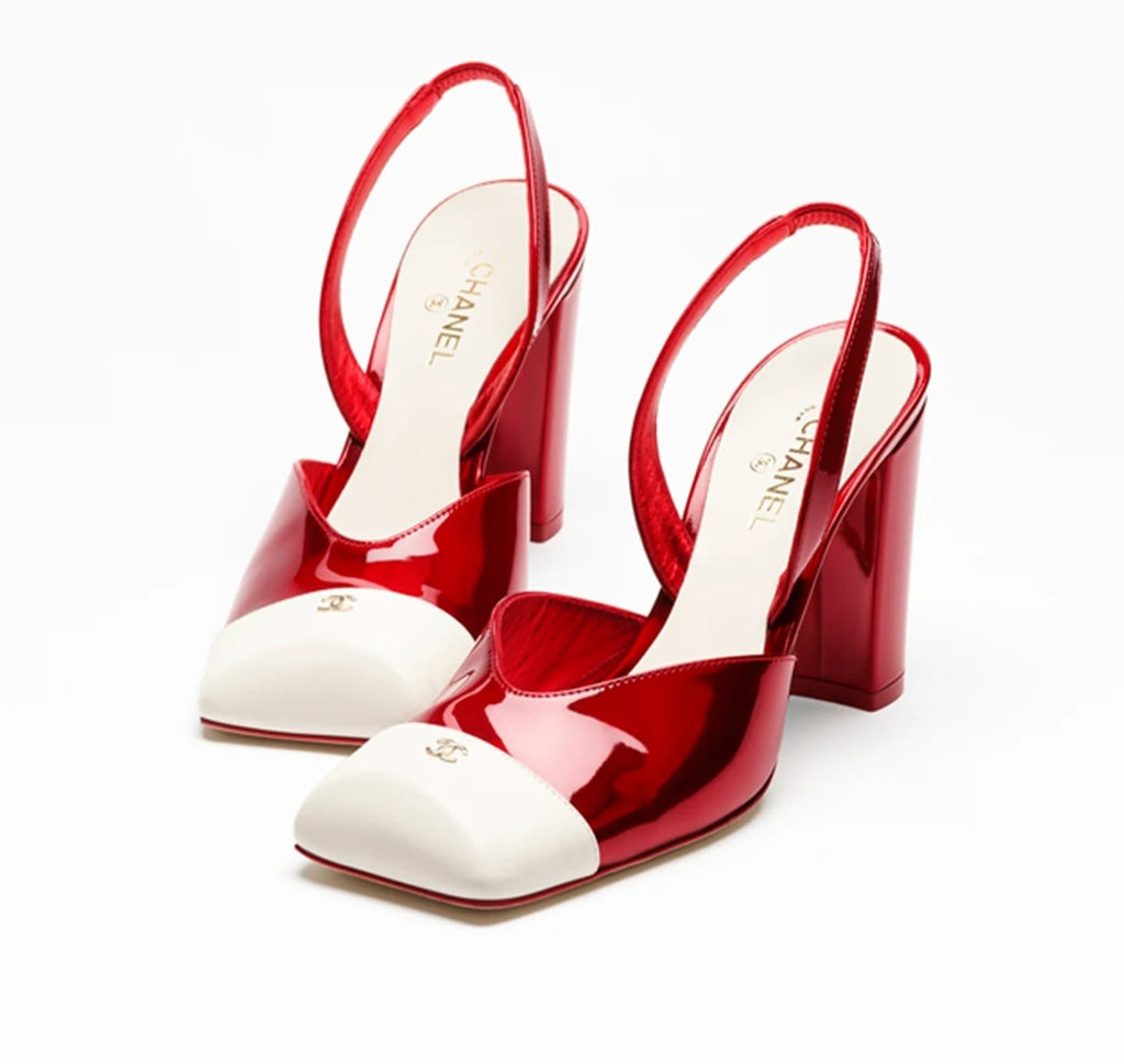 Chanel Slingbacks Red & Ivory