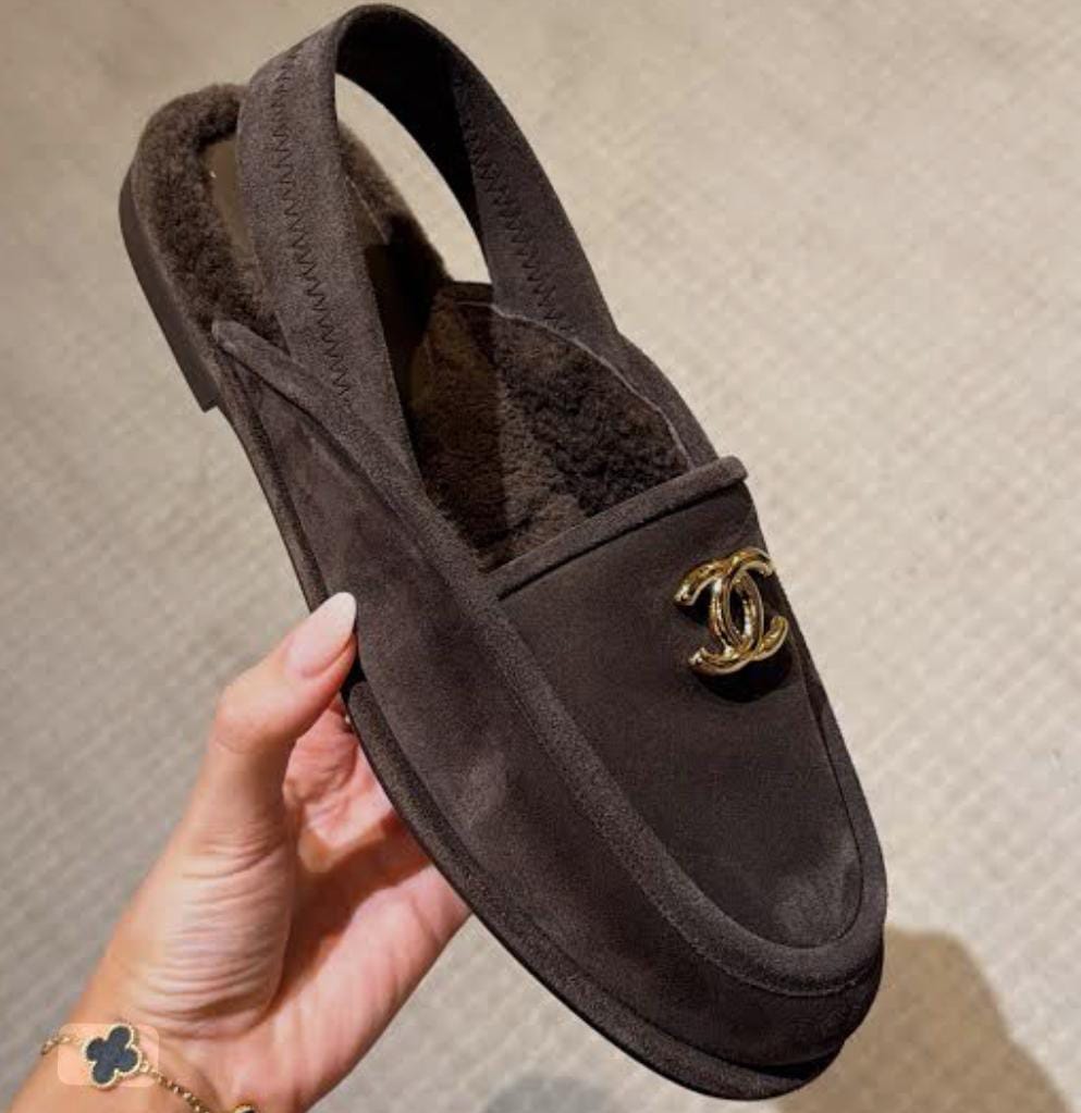 Chanel Suede CC Slingback Brown