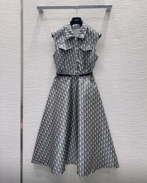 CD Oblique Sleeveless Shirt Dress