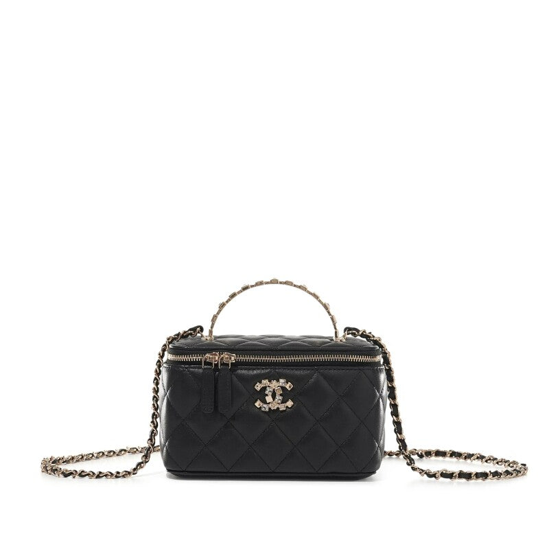 Chanel Black Lamb Skin Top Handle Bag