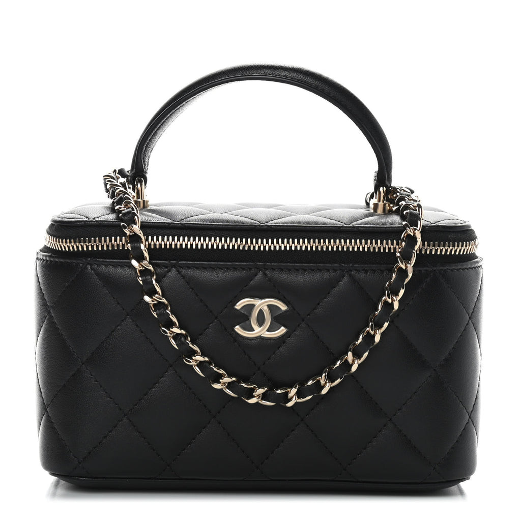 Chanel Black Lamb Skin Top Handle Bag