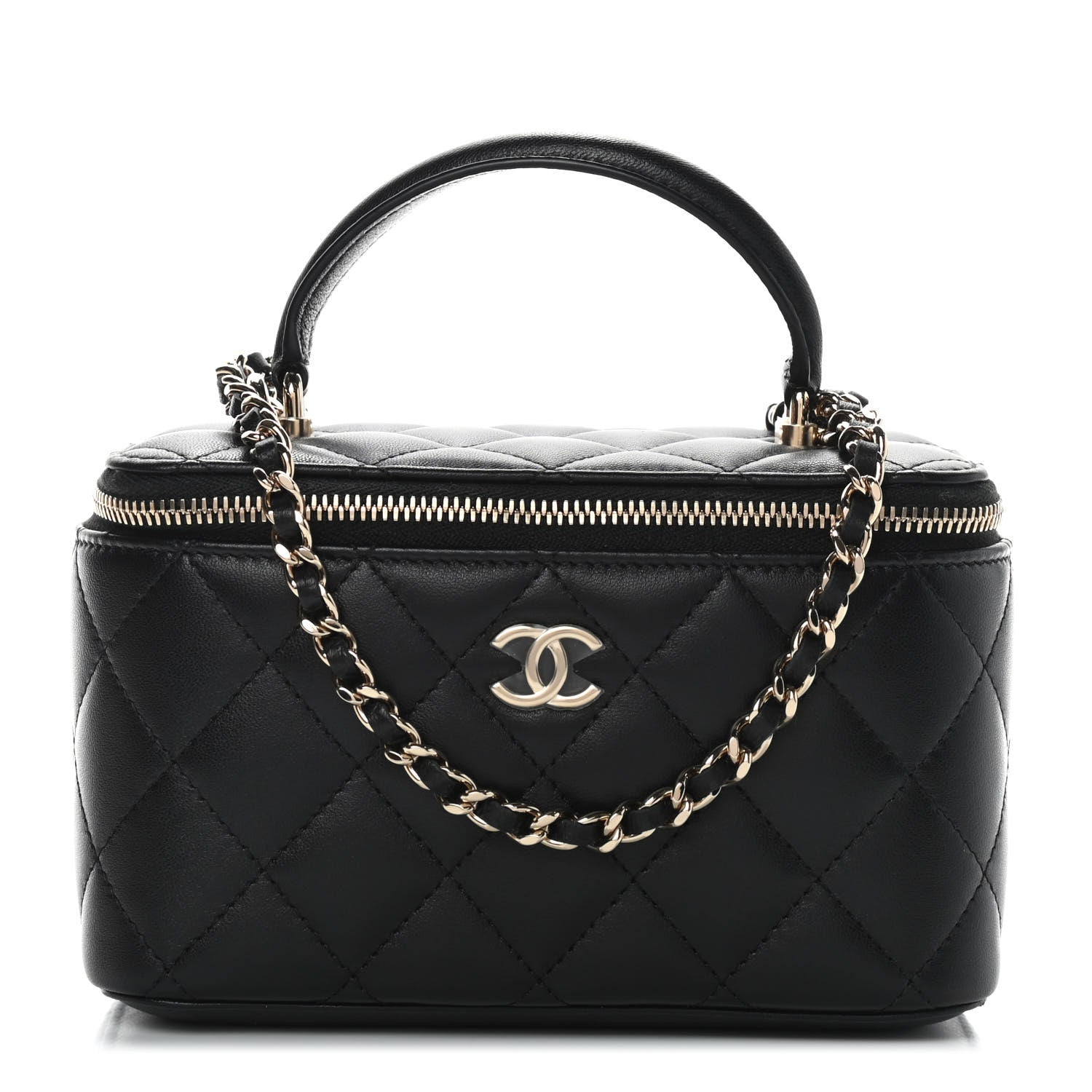 Chanel Black Lamb Skin Top Handle Bag