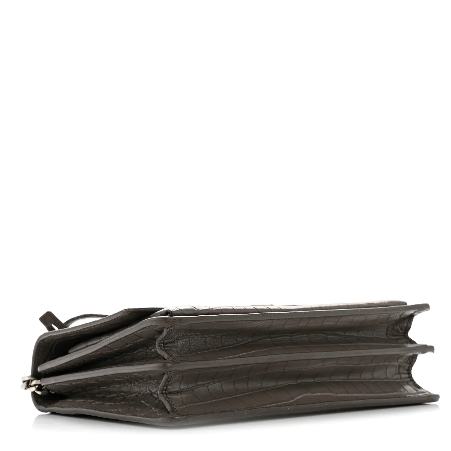 Ysl Calfskin Crocodile Embossed Monogram Sunset Fog Bag
