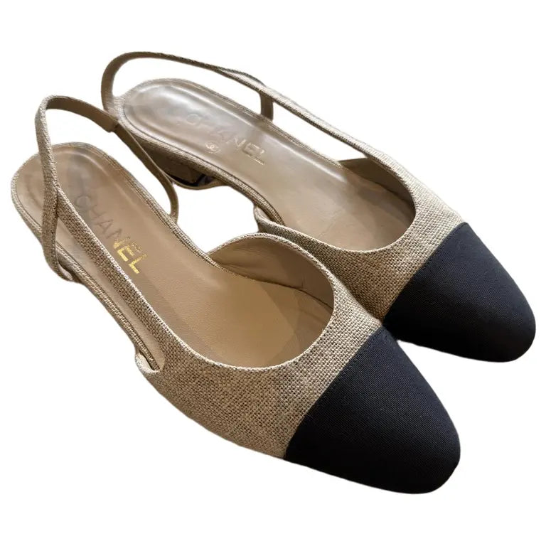 Slingback leather ballet flats