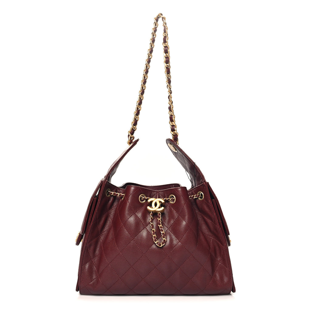 Caviar Quilted Small Chanel 25 Handbag Burgundy