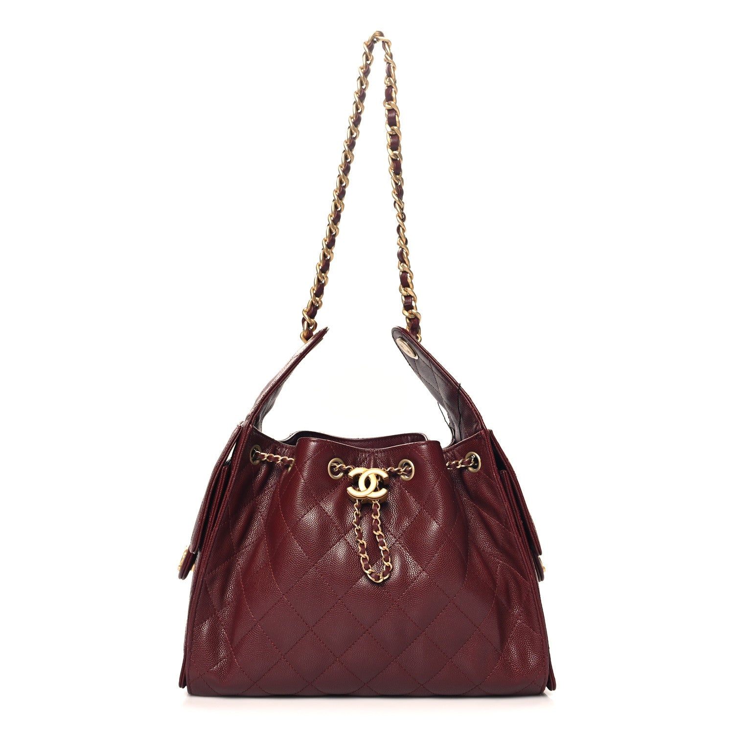 Caviar Quilted Small Chanel 25 Handbag Burgundy