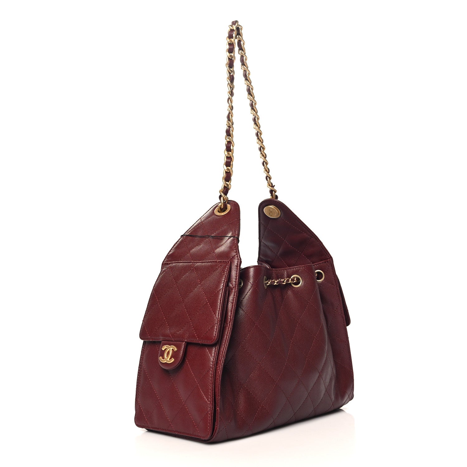 Caviar Quilted Small Chanel 25 Handbag Burgundy